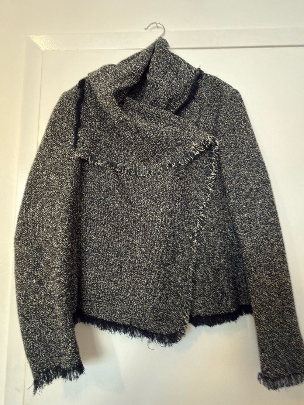 Navy tweed fringed Anne Klein jacket, size 14